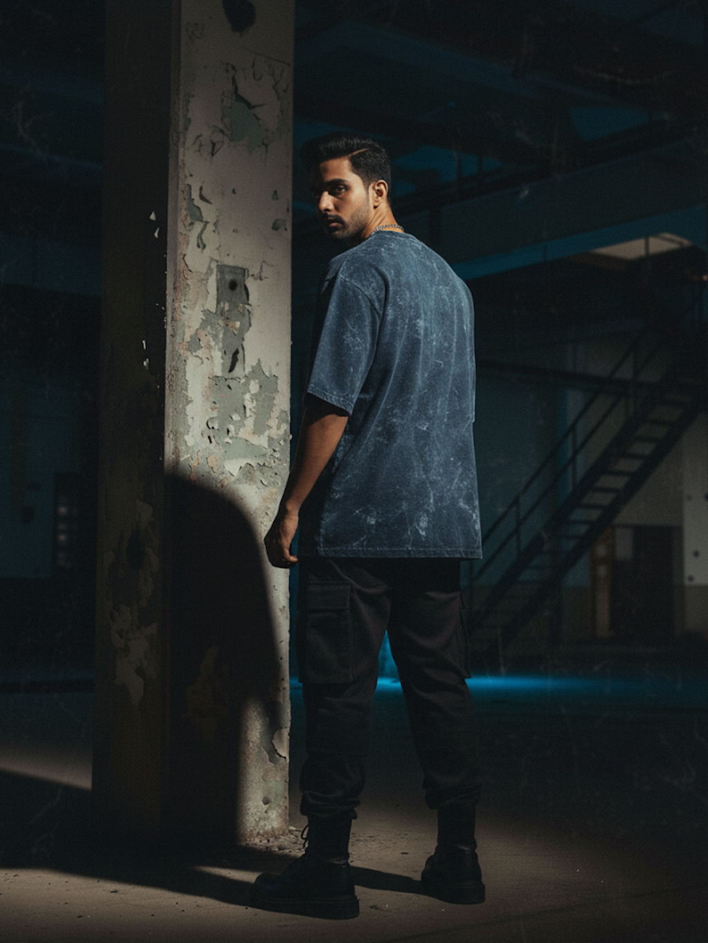 Acid Washed Oversized Navy Blue Tee