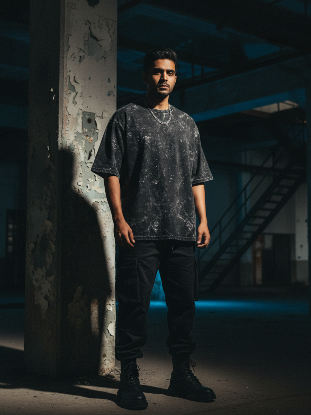 Acid Washed Oversized Black Tee