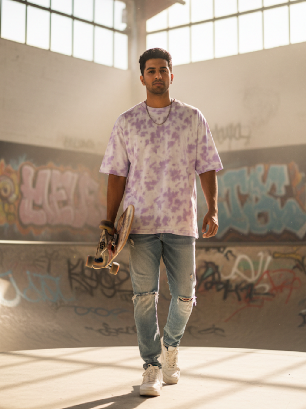 Tie Dye Oversized White Lavender T-Shirt