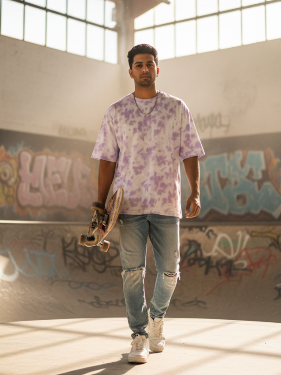 Tie Dye Oversized White Lavender T-Shirt