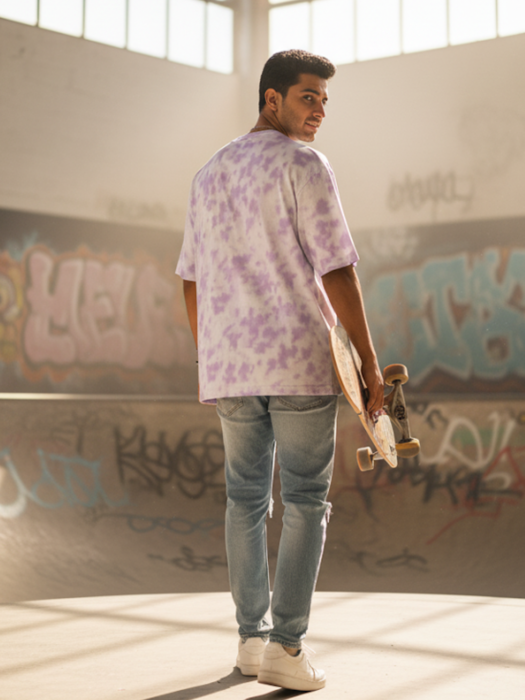 Tie Dye Oversized White Lavender T-Shirt