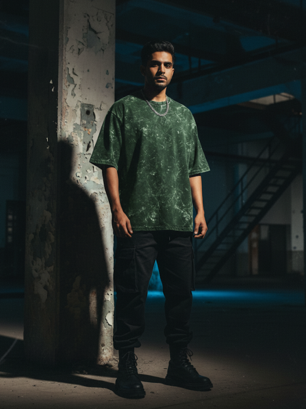Acid Washed Oversized Bottle Green Tee