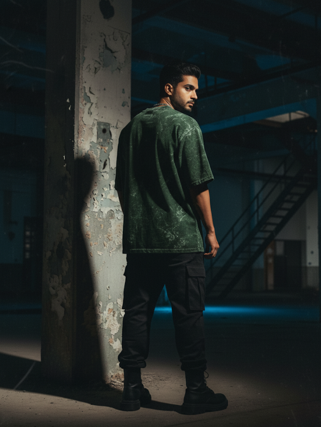 Acid Washed Oversized Bottle Green Tee