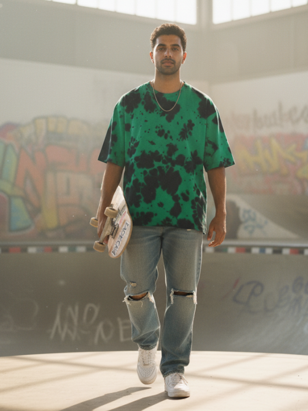 Tie Dye Oversized Green Black T-Shirt