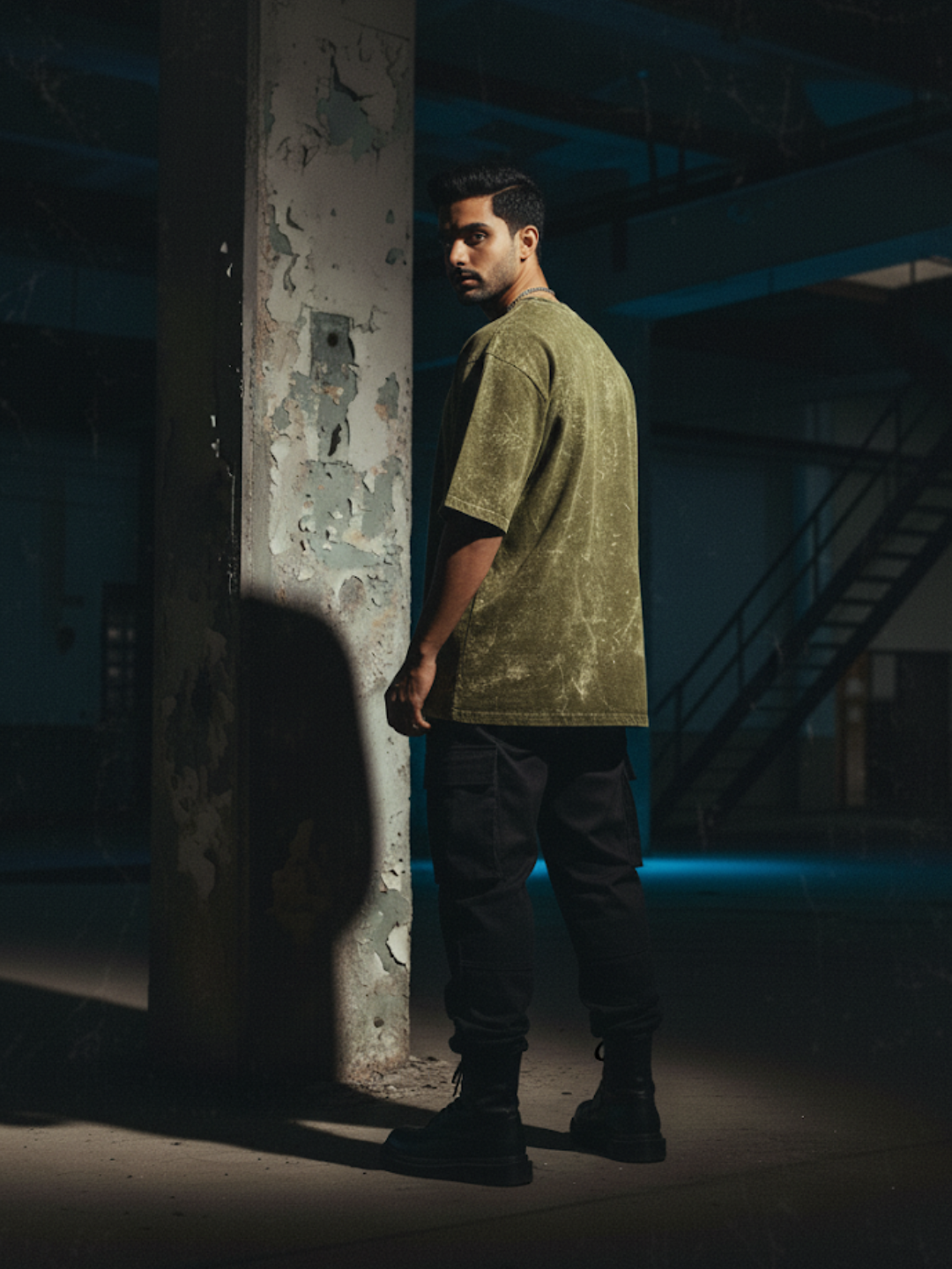 Acid Washed Oversized Olive Green Tee