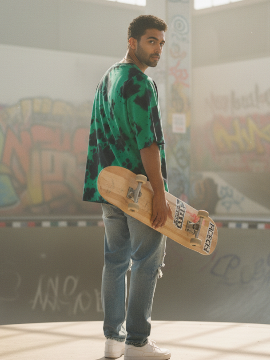 Tie Dye Oversized Green Black T-Shirt