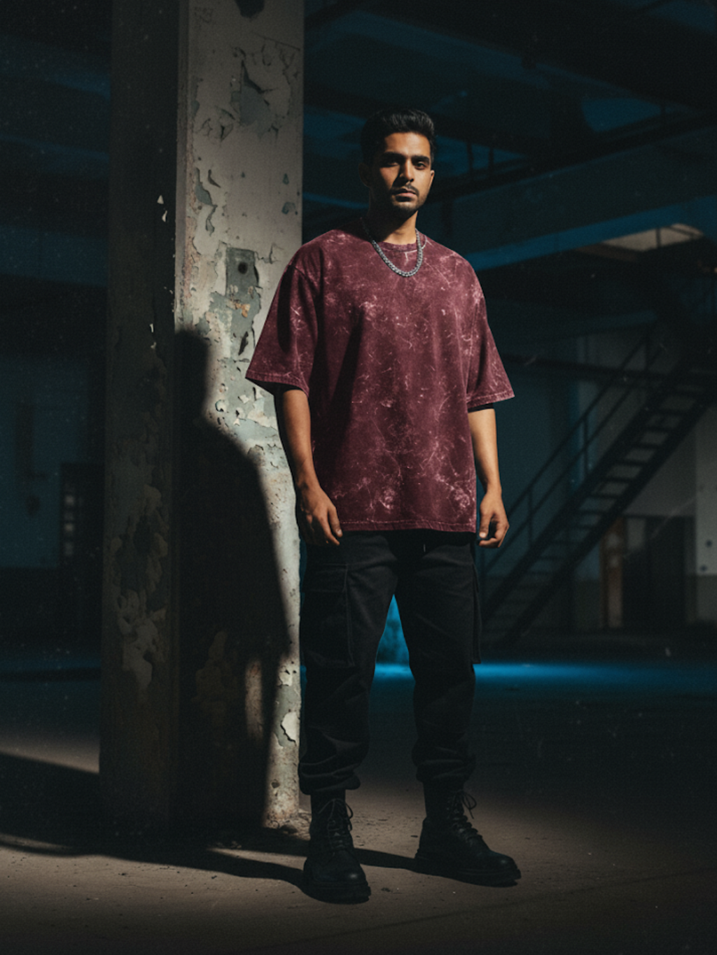 Acid Washed Oversized Maroon Tee