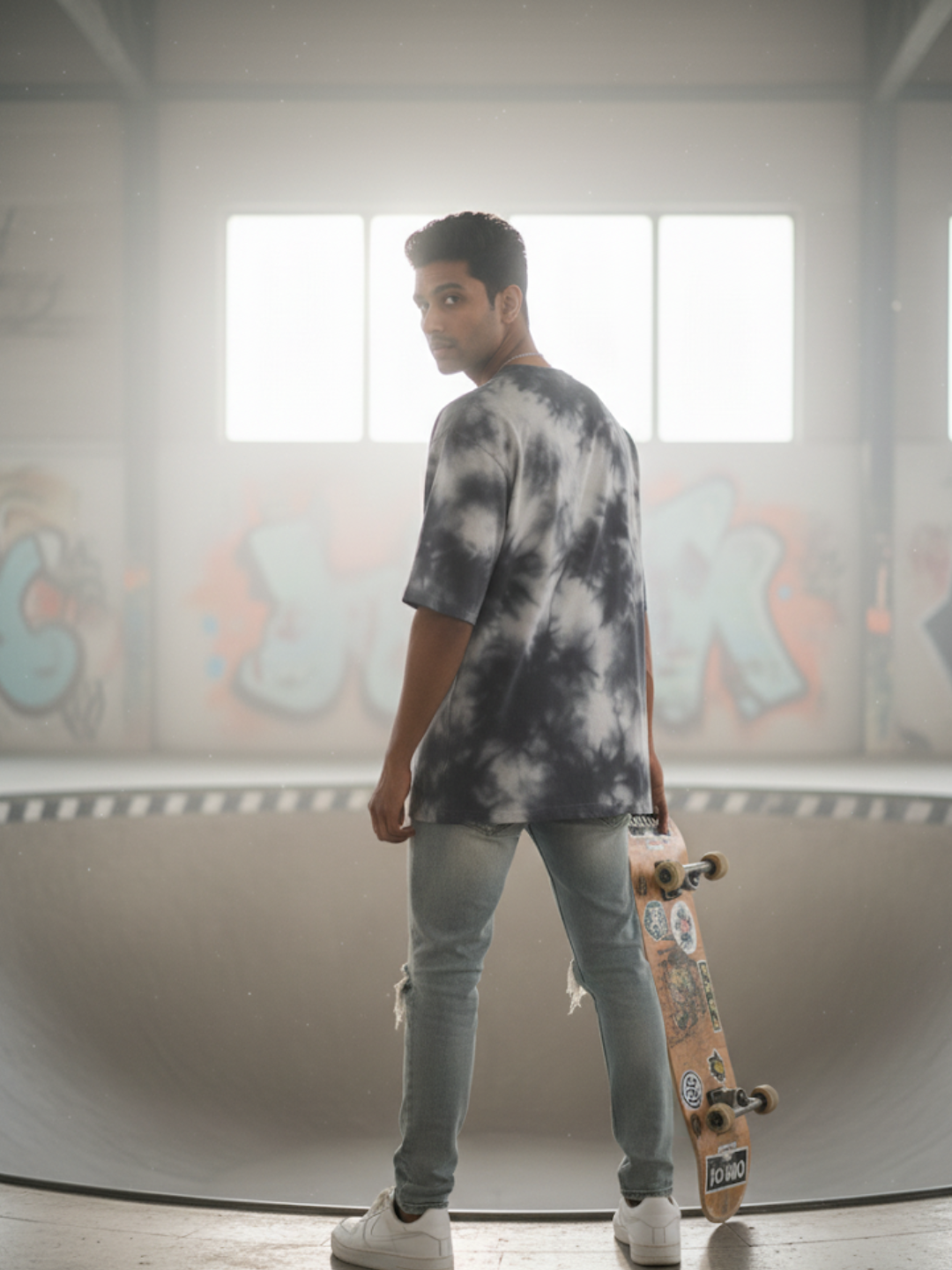 Tie Dye Oversized White Black T-Shirt