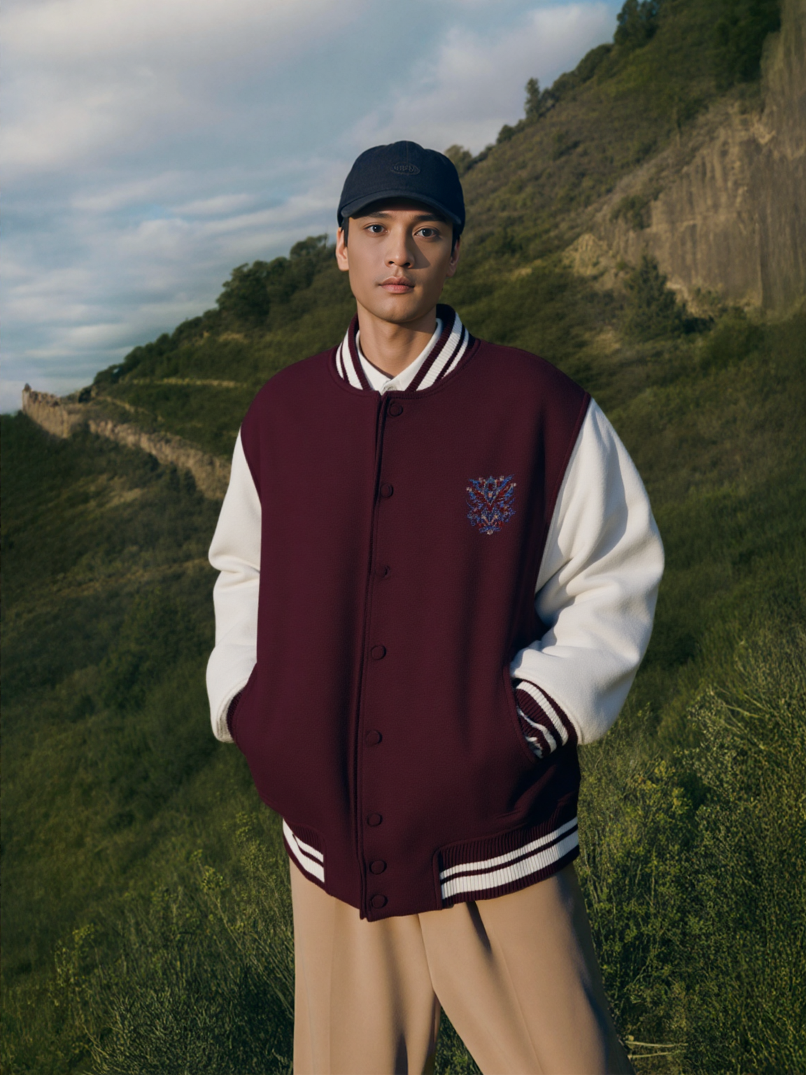 Echoes of the Urban Warrior Varsity Jacket - Maroon