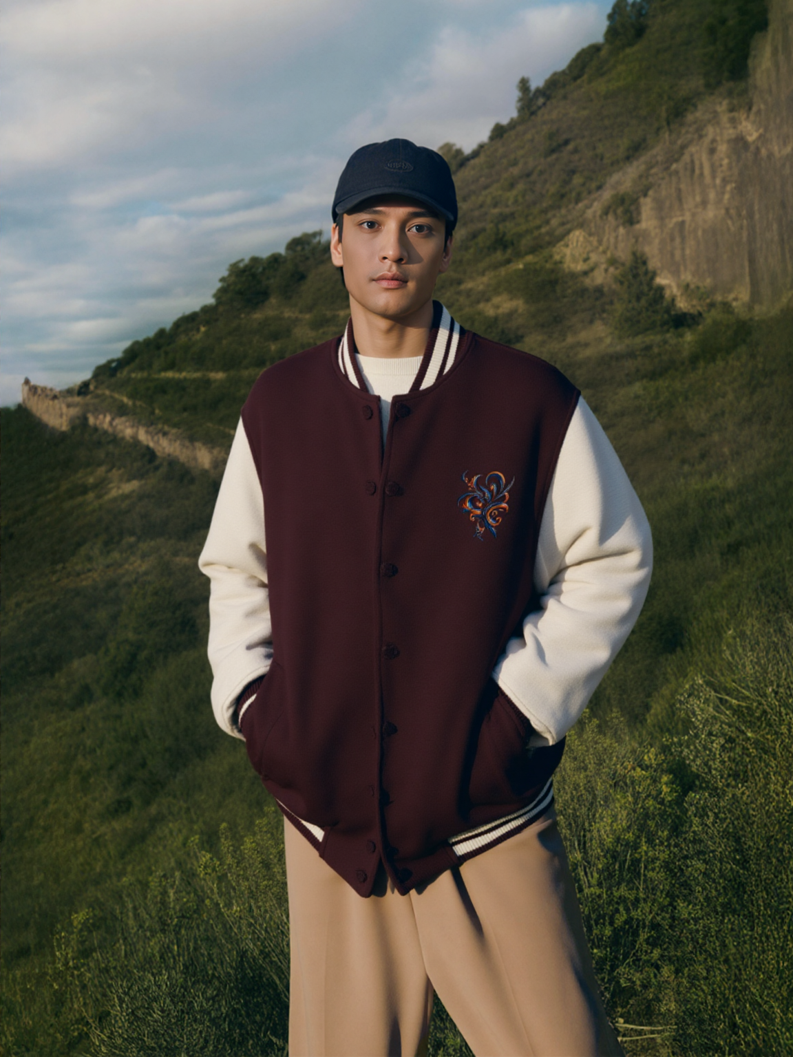 Harmonic Flux Varsity Jacket - Maroon