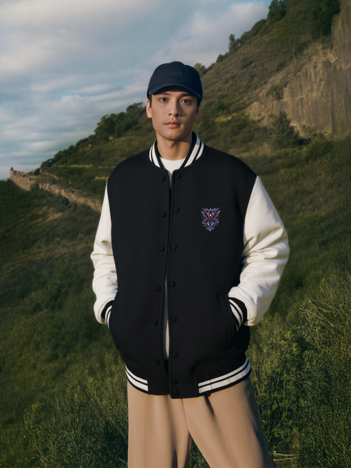 Echoes of the Urban Warrior Varsity Jacket - Black