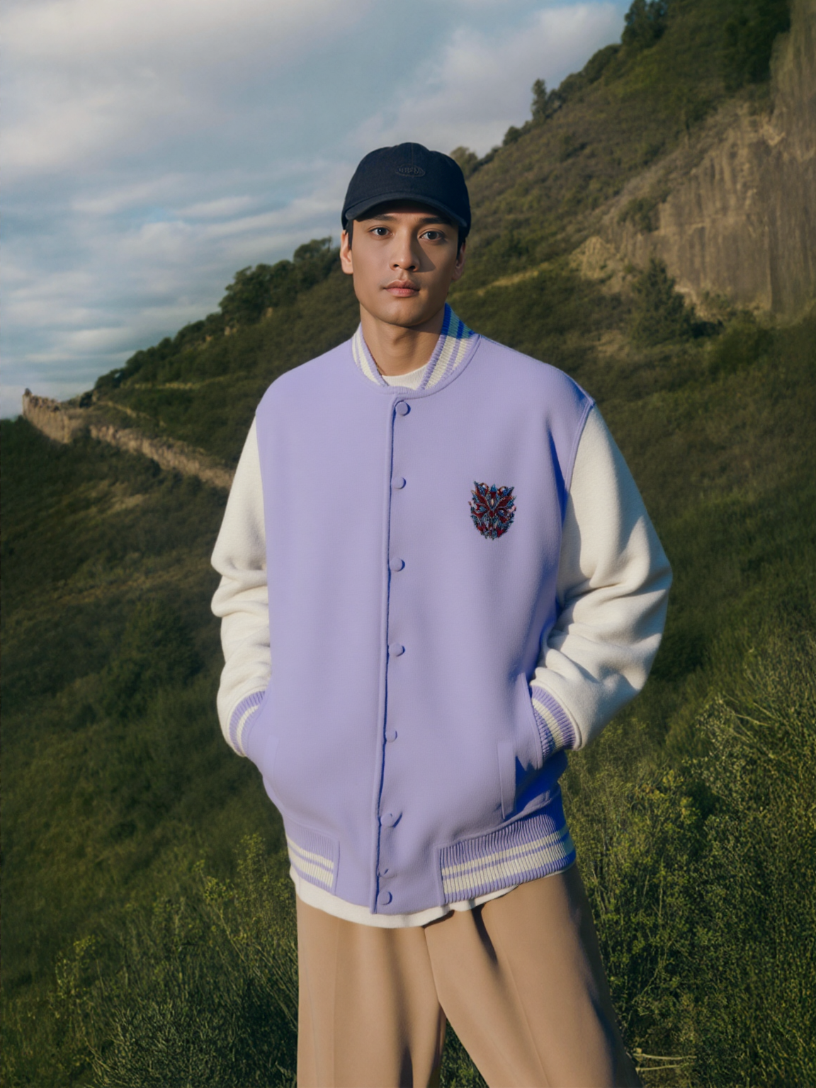 Echoes of the Urban Warrior Varsity Jacket - Lavender