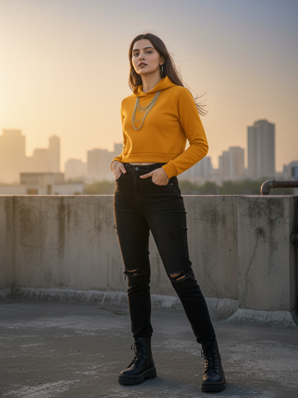 Cropped Hoodie - Mustard