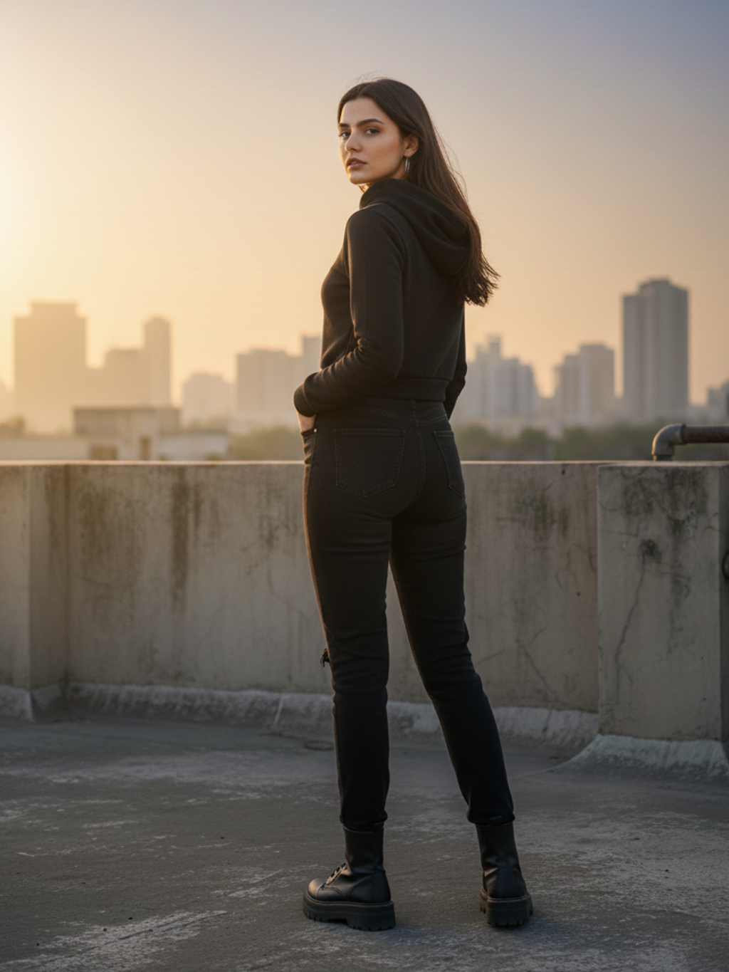 Cropped Hoodie - Black