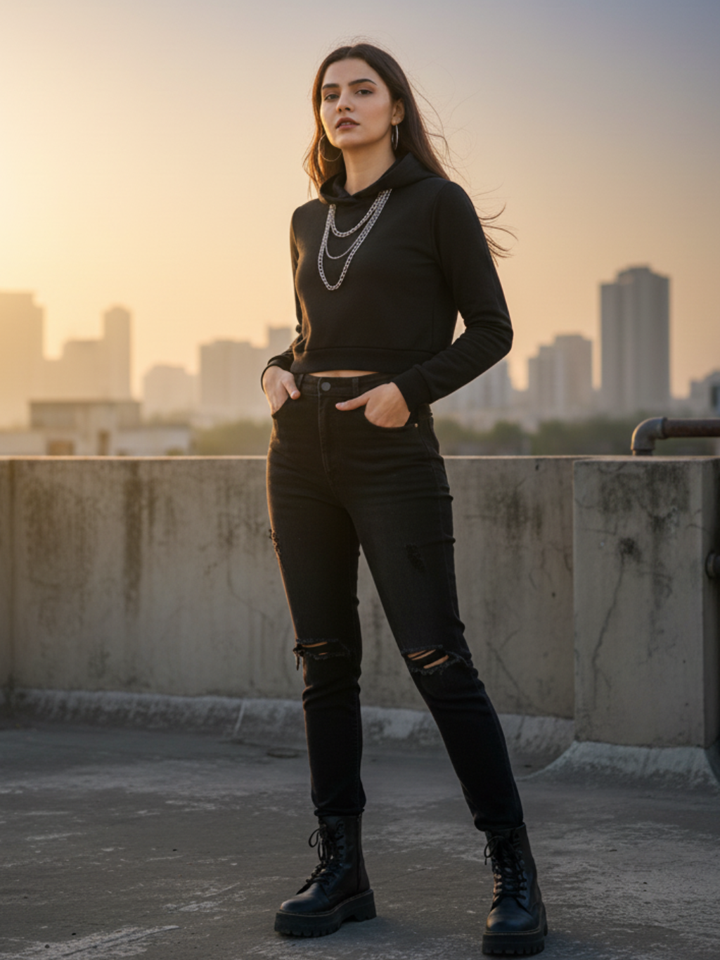 Cropped Hoodie - Black