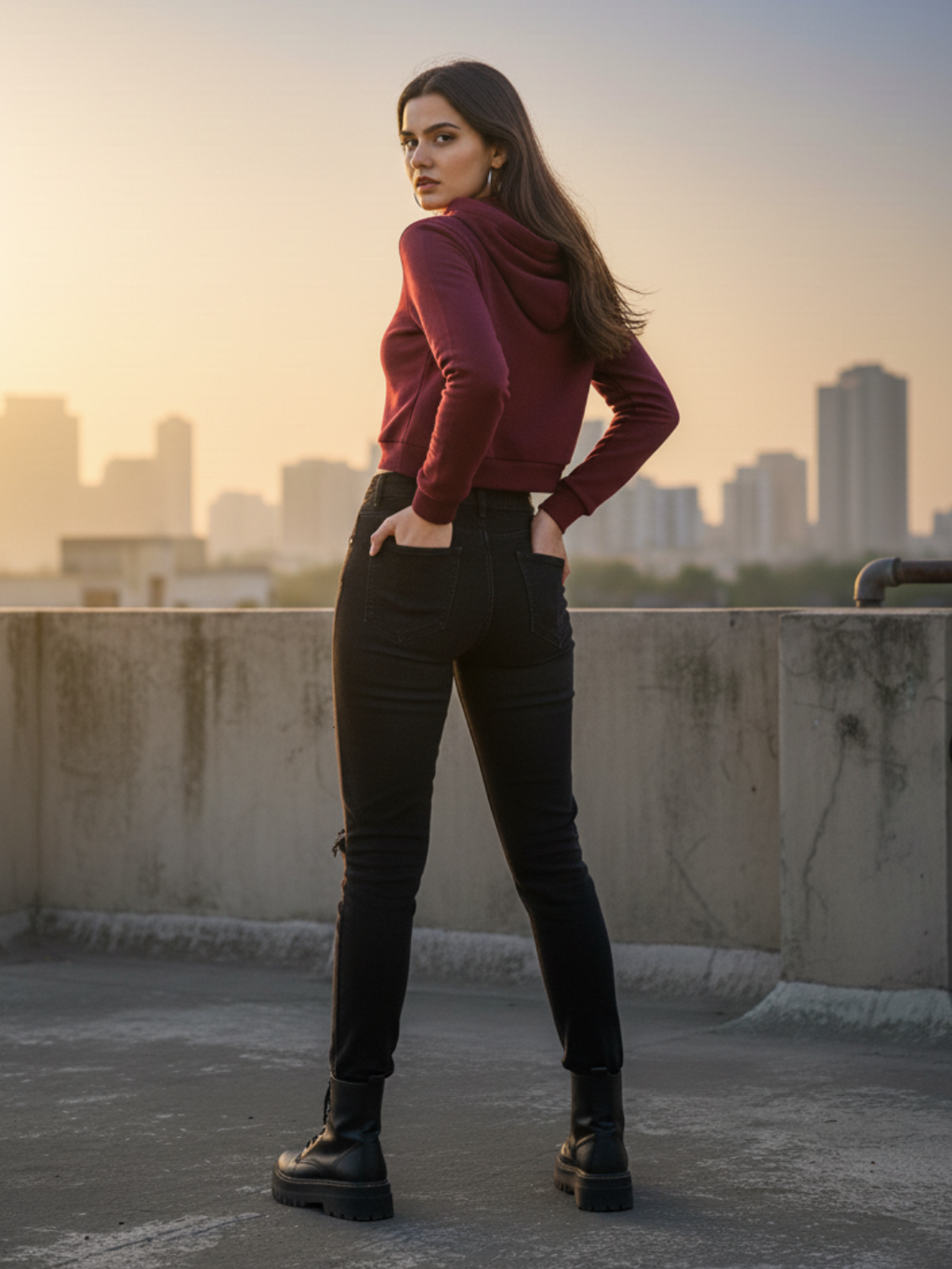 Cropped Hoodie - Maroon