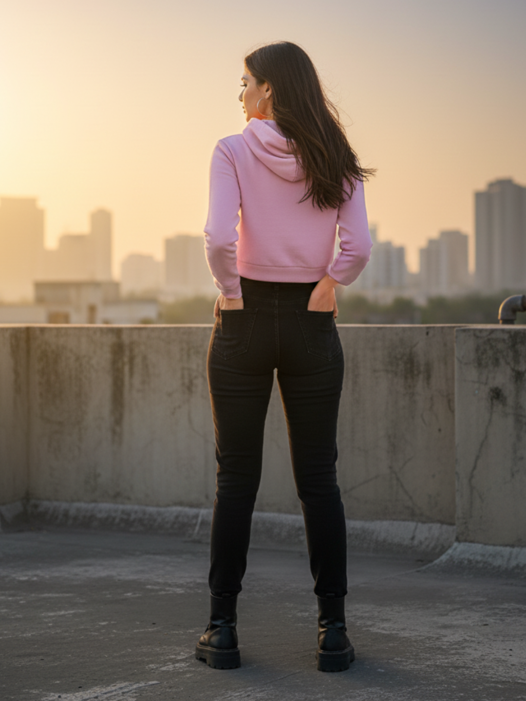 Cropped Hoodie - Light Baby Pink